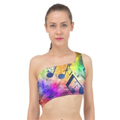 Music Texture, Grunge Music Background Spliced Up Bikini Top  by kyorashop23