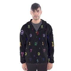 Numbers, Math, Keyboard Men s Hooded Windbreaker