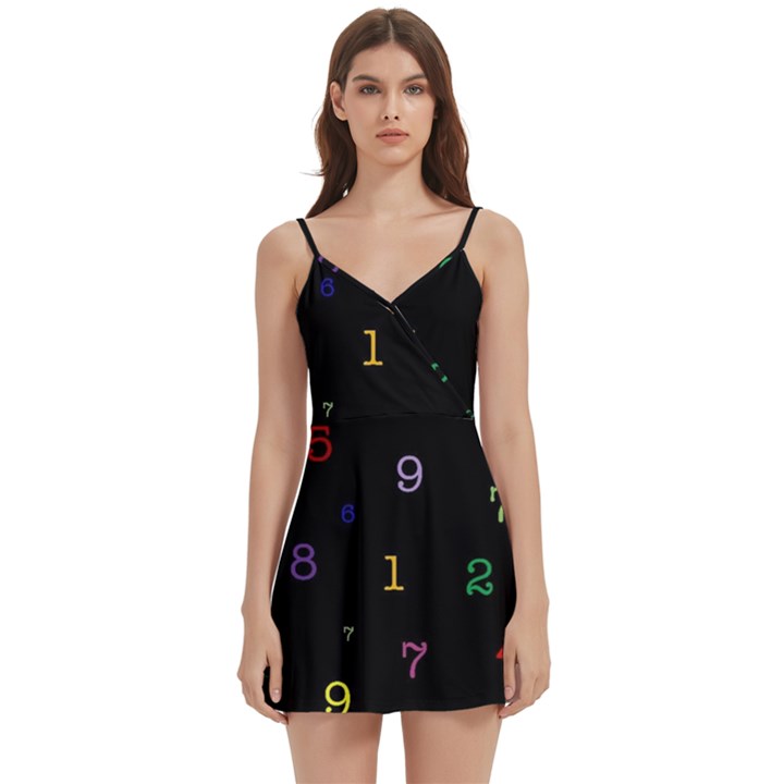 Numbers, Math, Keyboard Body Wrap Sleeveless V-Neck Mini Dress