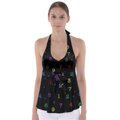 Numbers, Math, Keyboard Tie Back Tankini Top by kyorashop23