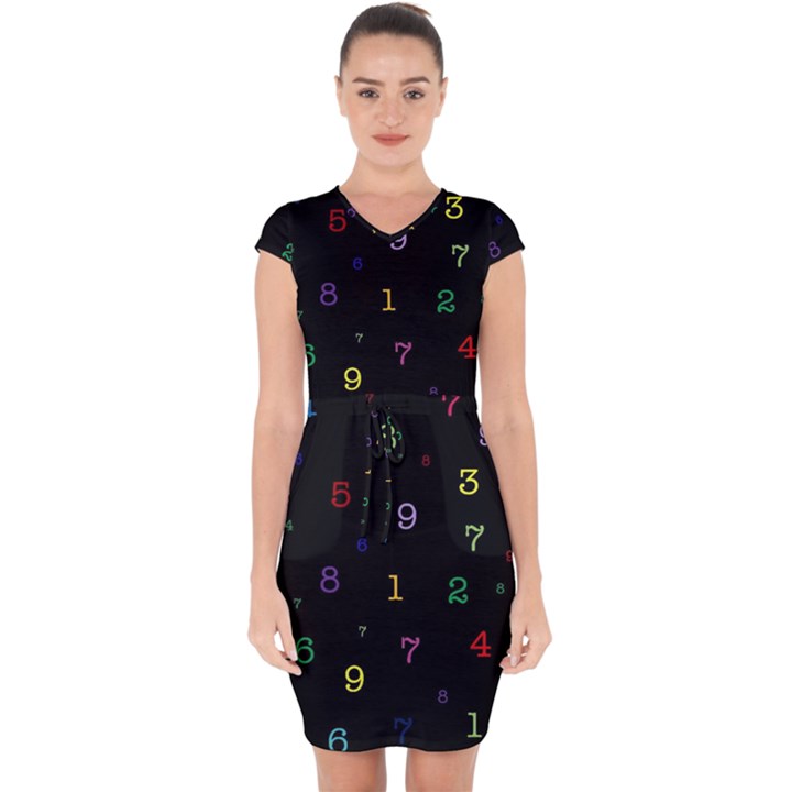 Numbers, Math, Keyboard Capsleeve Drawstring Dress 