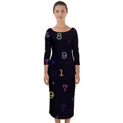 Numbers, Math, Keyboard Quarter Sleeve Midi Bodycon Dress by kyorashop23