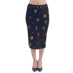 Numbers, Math, Keyboard Velvet Midi Pencil Skirt