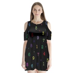 Numbers, Math, Keyboard Shoulder Cutout Velvet One Piece