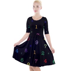 Numbers, Math, Keyboard Quarter Sleeve A-line Dress by kyorashop23