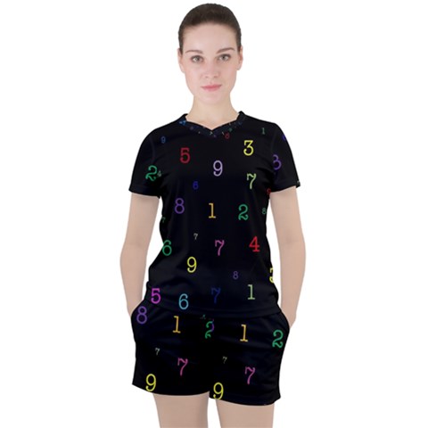 Numbers, Math, Keyboard Women s T-shirt And Shorts Set by kyorashop23