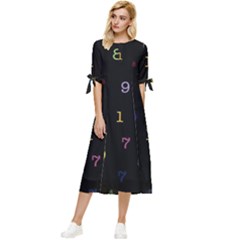 Numbers, Math, Keyboard Bow Sleeve Chiffon Midi Dress by kyorashop23