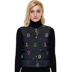 Numbers, Math, Keyboard Women s Button Up Puffer Vest