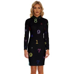 Numbers, Math, Keyboard Long Sleeve Shirt Collar Bodycon Dress by kyorashop23