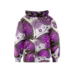 Purple Butterflies, Abstract, Floral, Flowers Kids  Pullover Hoodie