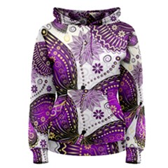 Purple Butterflies, Abstract, Floral, Flowers Women s Pullover Hoodie