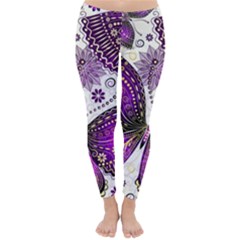 Purple Butterflies, Abstract, Floral, Flowers Classic Winter Leggings