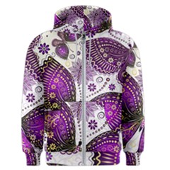 Purple Butterflies, Abstract, Floral, Flowers Men s Zipper Hoodie