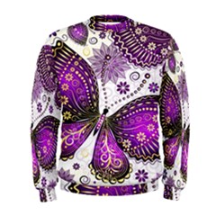 Purple Butterflies, Abstract, Floral, Flowers Men s Sweatshirt