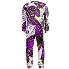 Purple Butterflies, Abstract, Floral, Flowers Onepiece Jumpsuit (men)