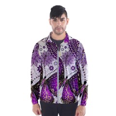 Purple Butterflies, Abstract, Floral, Flowers Men s Windbreaker