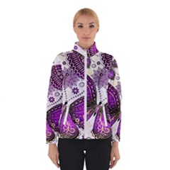 Purple Butterflies, Abstract, Floral, Flowers Women s Bomber Jacket