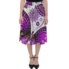 Purple Butterflies, Abstract, Floral, Flowers Classic Midi Skirt by kyorashop23