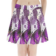 Purple Butterflies, Abstract, Floral, Flowers Pleated Mini Skirt by kyorashop23