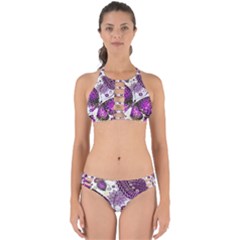 Purple Butterflies, Abstract, Floral, Flowers Perfectly Cut Out Bikini Set by kyorashop23