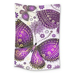 Purple Butterflies, Abstract, Floral, Flowers Large Tapestry