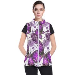 Purple Butterflies, Abstract, Floral, Flowers Women s Puffer Vest