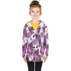 Purple Butterflies, Abstract, Floral, Flowers Kids  Double Breasted Button Coat by kyorashop23