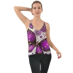 Purple Butterflies, Abstract, Floral, Flowers Chiffon Cami by kyorashop23