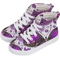 Purple Butterflies, Abstract, Floral, Flowers Kids  Hi-top Skate Sneakers by kyorashop23