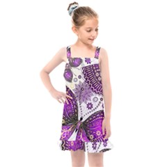 Purple Butterflies, Abstract, Floral, Flowers Kids  Overall Dress by kyorashop23