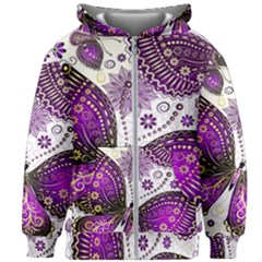 Purple Butterflies, Abstract, Floral, Flowers Kids  Zipper Hoodie Without Drawstring