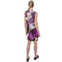 Purple Butterflies, Abstract, Floral, Flowers Sleeveless Shirt Dress View2