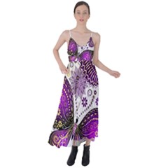 Purple Butterflies, Abstract, Floral, Flowers Tie Back Maxi Dress by kyorashop23