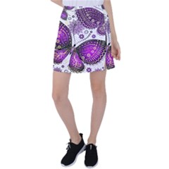 Purple Butterflies, Abstract, Floral, Flowers Tennis Skirt by kyorashop23