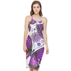 Purple Butterflies, Abstract, Floral, Flowers Bodycon Cross Back Summer Dress by kyorashop23