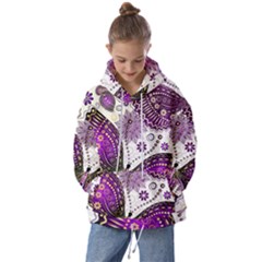 Purple Butterflies, Abstract, Floral, Flowers Kids  Oversized Hoodie