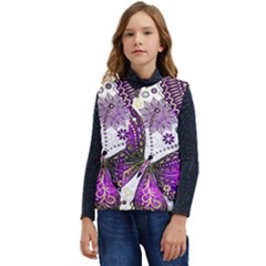 Purple Butterflies, Abstract, Floral, Flowers Kid s Button Up Puffer Vest	