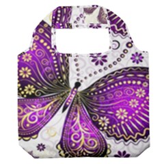 Purple Butterflies, Abstract, Floral, Flowers Premium Foldable Grocery Recycle Bag by kyorashop23