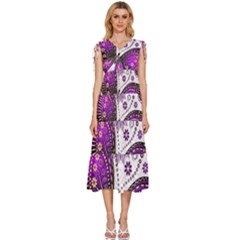 Purple Butterflies, Abstract, Floral, Flowers V-neck Drawstring Shoulder Sleeveless Maxi Dress by kyorashop23