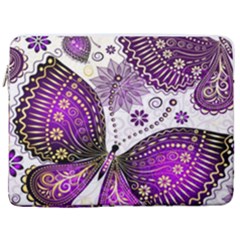 Purple Butterflies, Abstract, Floral, Flowers 17  Vertical Laptop Sleeve Case With Pocket