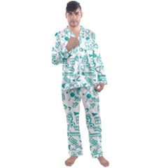 Real Madrid, Background, Pattern, Sport Men s Long Sleeve Satin Pajamas Set by kyorashop23