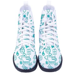 Real Madrid, Background, Pattern, Sport Men s High-top Canvas Sneakers by kyorashop23