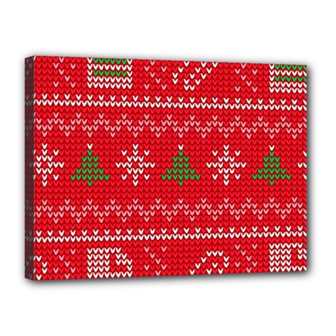 Red Christmas Pattern Xmas Decorations, Christmas Knitted Texture Canvas 16  X 12  (stretched) by kyorashop23