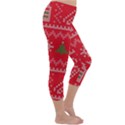 Red Christmas Pattern Xmas Decorations, Christmas Knitted Texture Capri Winter Leggings  View3