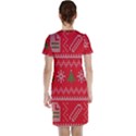 Red Christmas Pattern Xmas Decorations, Christmas Knitted Texture Short Sleeve Nightdress View2