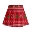 Red Christmas Pattern Xmas Decorations, Christmas Knitted Texture Mini Flare Skirt View1