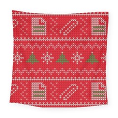 Red Christmas Pattern Xmas Decorations, Christmas Knitted Texture Square Tapestry (large)