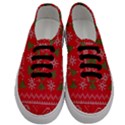 Red Christmas Pattern Xmas Decorations, Christmas Knitted Texture Men s Classic Low Top Sneakers View1