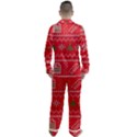 Red Christmas Pattern Xmas Decorations, Christmas Knitted Texture Men s Long Sleeve Satin Pajamas Set View2