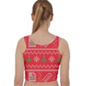 Red Christmas Pattern Xmas Decorations, Christmas Knitted Texture Velvet Racer Back Crop Top View2